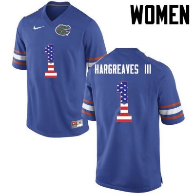 Women's Florida Gators #1 Vernon Hargreaves III NCAA Nike Blue USA Flag Fashion Authentic Stitched College Football Jersey DXP6462QT